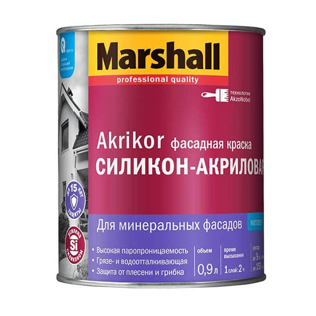 MARSHALL Краска  AKRIKOR силикон-акриловая фасадная  BC 0,9