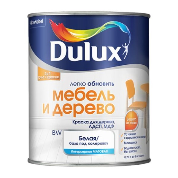 DULUX Краска Dulux Мебель и Дерево мат BW 0,75л