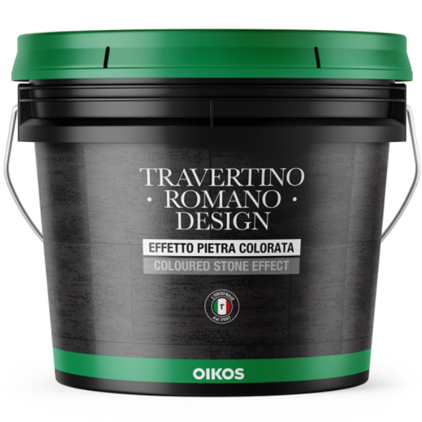 OIKOS Декоративная штукатурка TRAVERTINO ROMANO Design black 20 KG