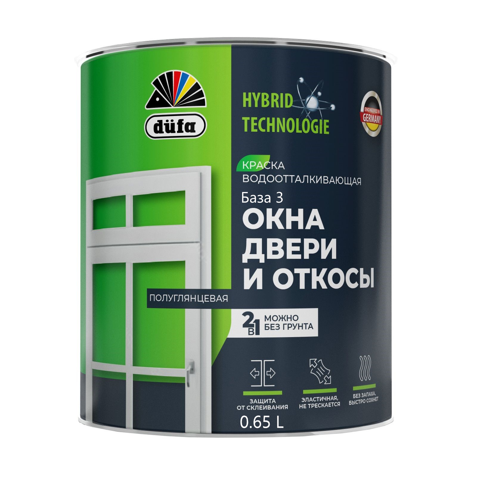 "Dufa" ОКНА, ДВЕРИ и ОТКОСЫ краска  база3   0,65л