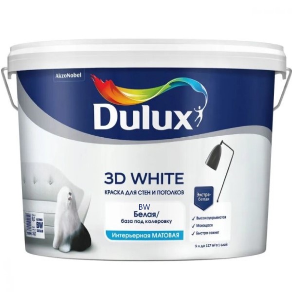 DULUX Краска Dulux 3D White матовая BW 9л