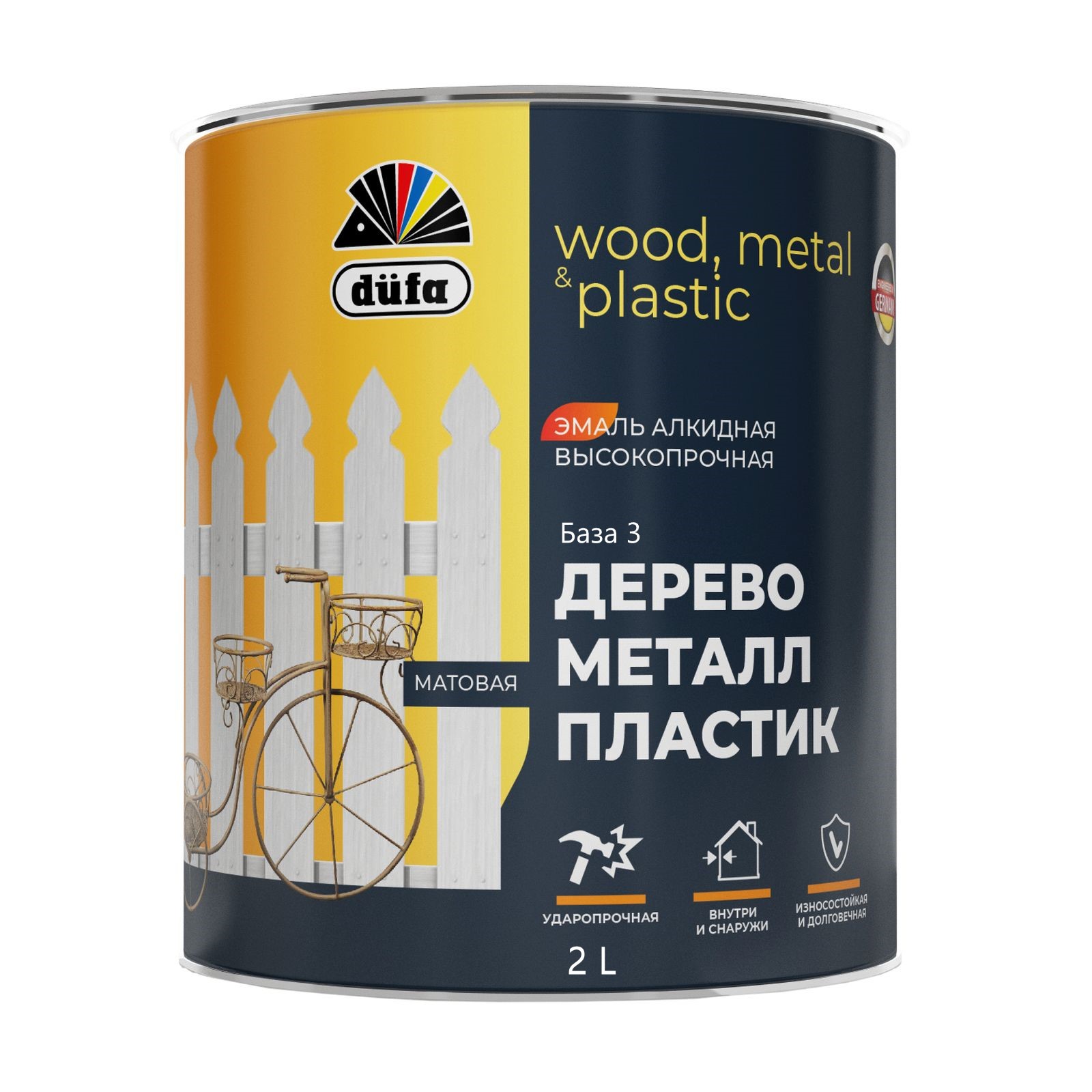 "Dufa" ДЕРЕВО, МЕТАЛЛ, ПЛАСТИК эмаль алкидная база3   1,75л