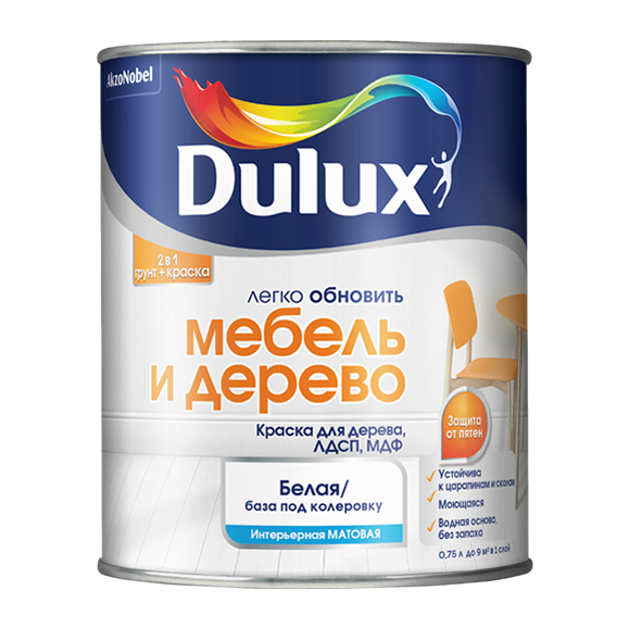 DULUX Краска Dulux Мебель и Дерево мат BC 2л