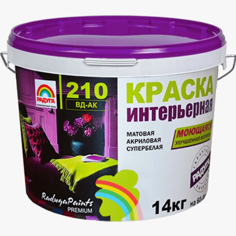 Краска моющаяся "Радуга-210" акриловая 14 кг