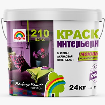 Краска моющаяся "Радуга-210" акриловая 24 кг