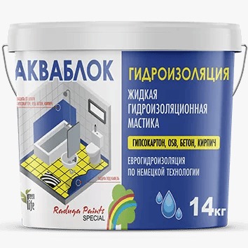 Мастика гидроизоляционная "Aquablock" "Радуга-021" 14 кг