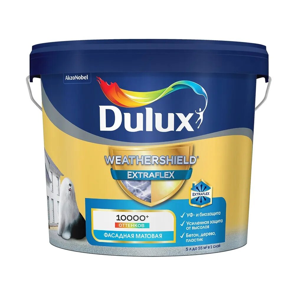 DULUX Краска фасадная Dulux Weathershield Extraflex BC 4,5л