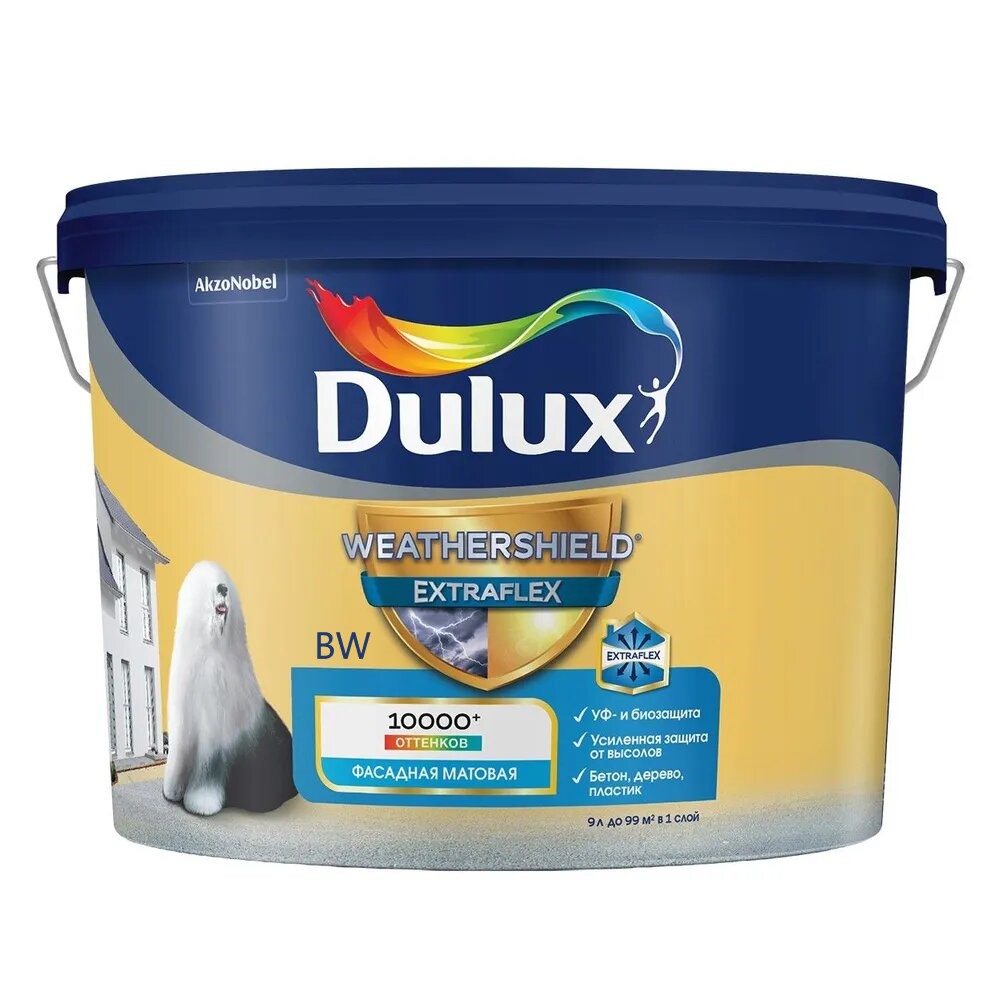 DULUX Краска фасадная Dulux Weathershield Extraflex BW 9л